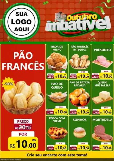 Modelo de Encarte para Encarte A4 Vertical com o tema Outubro Imbatível para Padaria