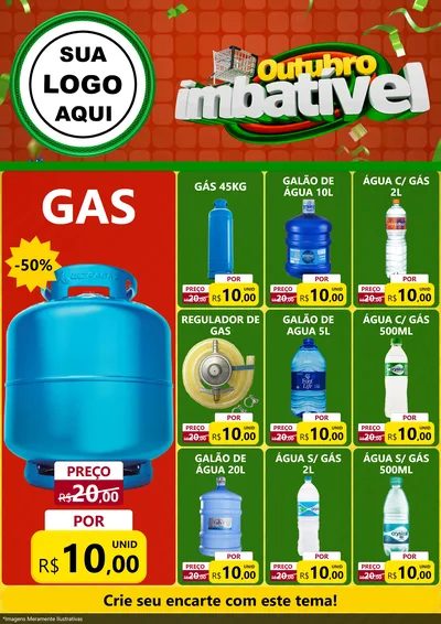 Modelo de Encarte para Encarte A4 Vertical com o tema Outubro Imbatível para Água e gás
