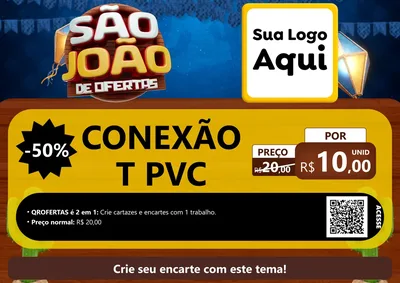 Modelo de Cartaz para Cartaz A4 Horizontal com o tema São João Ofertas Imbatíveis! - Junina para Tubos e conexões