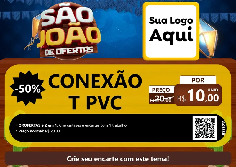 Modelo de Cartaz para Cartaz A4 Horizontal com o tema São João Ofertas Imbatíveis! - Junina para Tubos e conexões