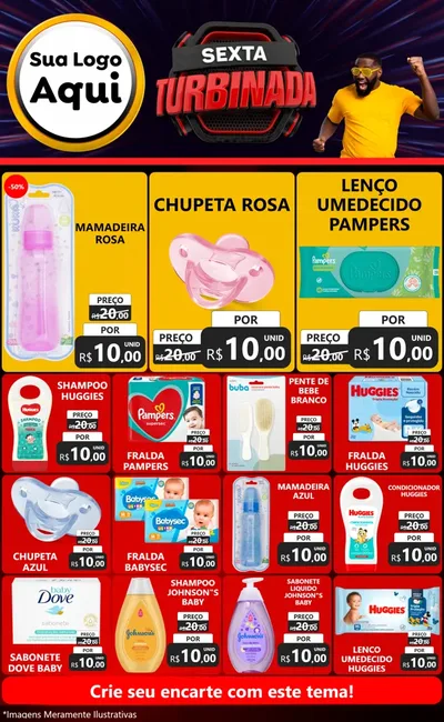Modelo de Encarte para Encarte Grande com o tema Sexta Turbinada para Bebês