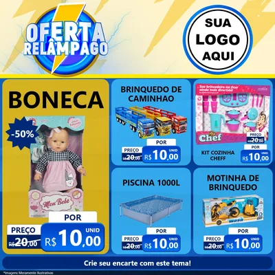 Modelo de Rede Social para Feed Facebook com o tema Oferta Relâmpago para Brinquedos