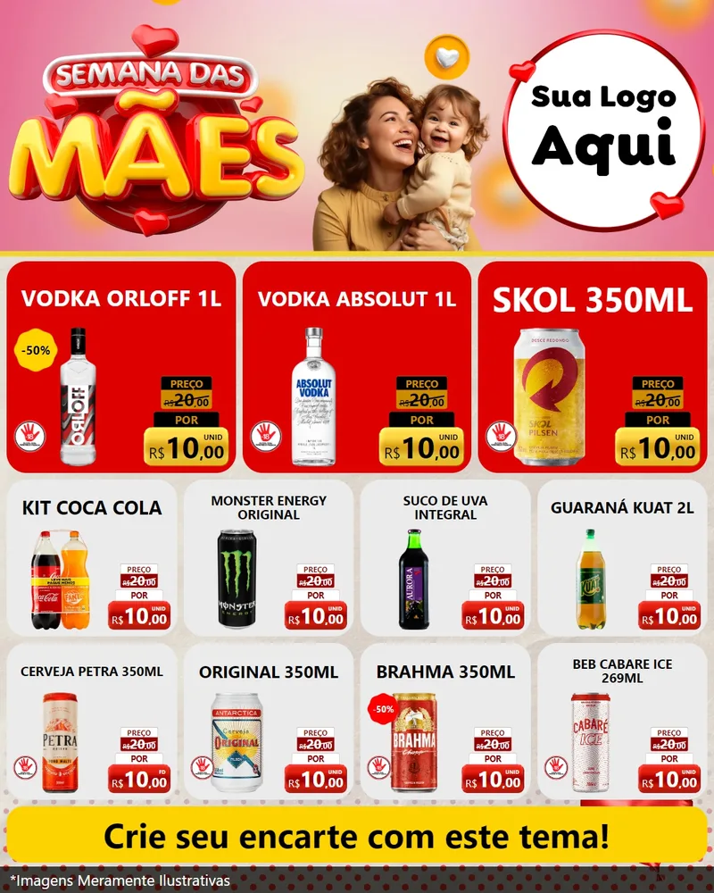 Modelo de Rede Social para Feed Instagram com o tema Semana das Mães para Distribuidora de bebidas