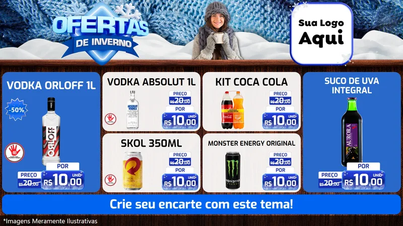 Modelo de TV para TV Horizontal com o tema Ofertas de Inverno para Distribuidora de bebidas