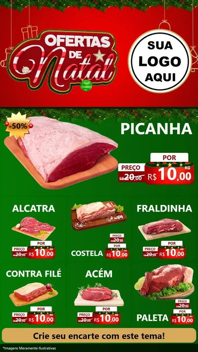 Modelo de Rede Social para Stories com o tema Ofertas de Natal para Açougue