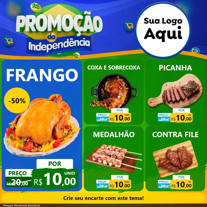 Modelo de Rede Social para Feed Facebook com o tema Promoção da Independência para Assados