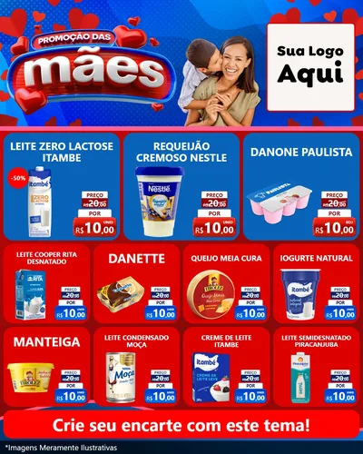 Modelo de Rede Social para Feed Instagram com o tema Promoção das Mães para Frios e Laticínios