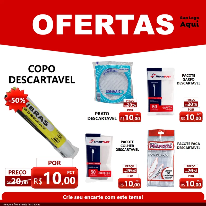 Modelo de Rede Social para Feed Facebook com o tema Ofertas Vermelho Cartaz para Embalagens