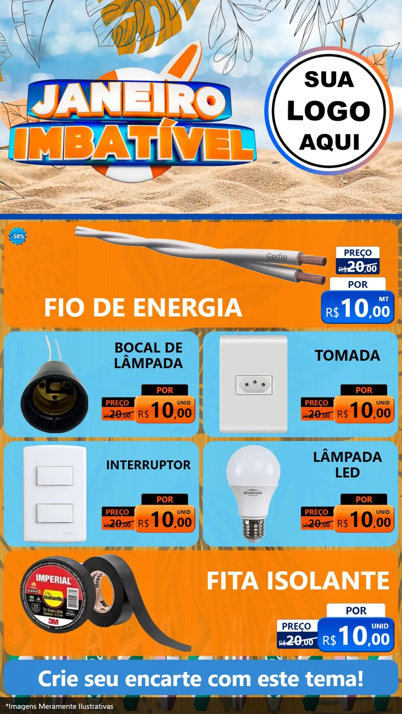 Modelo de TV para TV Vertical com o tema Janeiro Imbatível para Materiais Elétricos