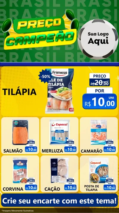Modelo de Rede Social para Stories com o tema Preço Campeão - Copa para Peixaria