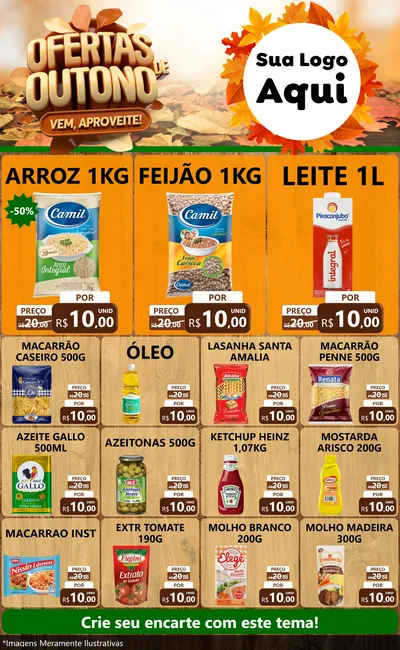Modelo de Encarte para Encarte Grande com o tema Ofertas de Outono - Vem, Aproveite! para Supermercado