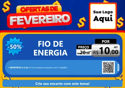 Modelo de Cartaz para Cartaz A4 Horizontal com o tema Ofertas de Fevereiro para Materiais Elétricos