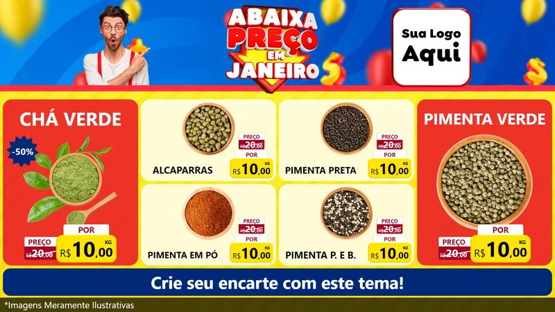 Modelo de TV para TV Horizontal com o tema Abaixa Preço em Janeiro para Produtos Naturais