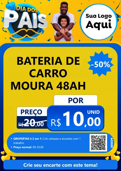 Modelo de Cartaz para Cartaz A4 Vertical com o tema Dia dos Pais para Baterias Elétricas