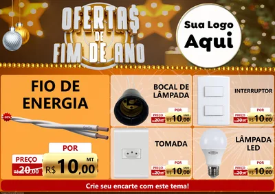 Modelo de Encarte para Encarte A4 Horizontal com o tema Ofertas de Fim de Ano para Materiais Elétricos