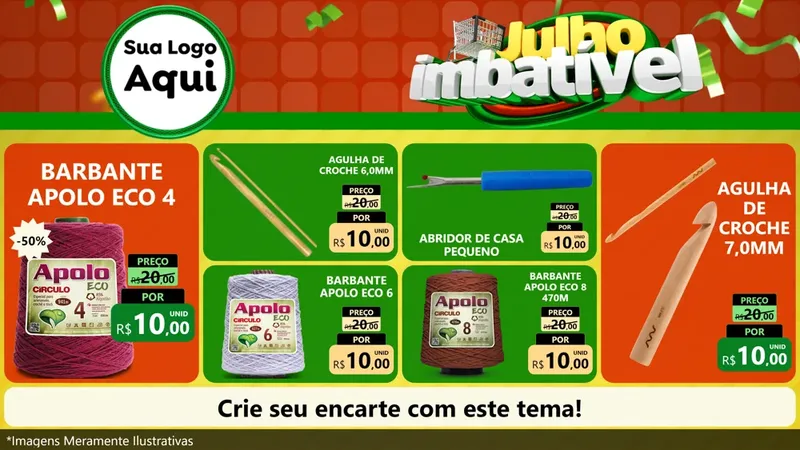 Modelo de TV para TV Horizontal com o tema Julho Imbatível para Armarinho e Aviamentos