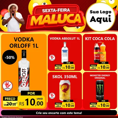 Modelo de Rede Social para Feed Facebook com o tema Sexta-feira Maluca para Distribuidora de bebidas