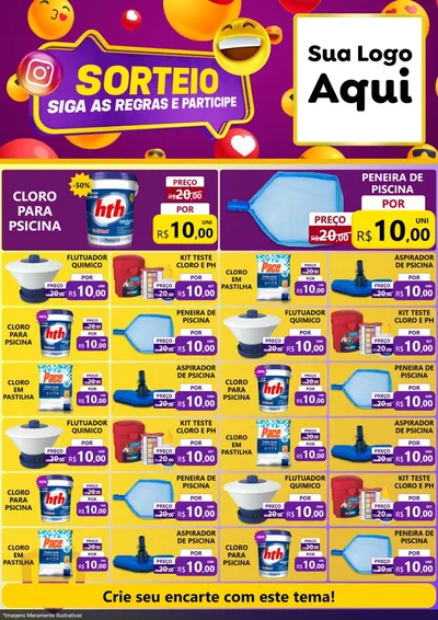 Modelo de Encarte para Encarte A4 Vertical com o tema Sorteio para Produtos para Piscina