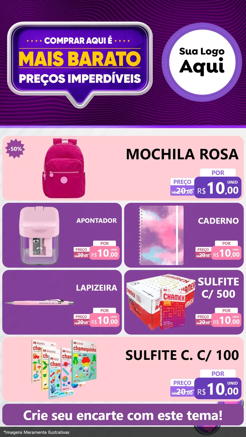 Modelo de TV para TV Vertical com o tema Mais Barato para Papelaria