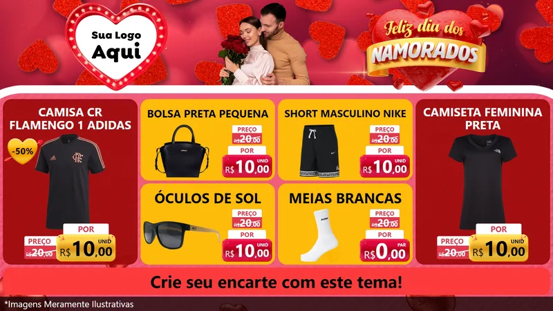 Modelo de TV para TV Horizontal com o tema Feliz Dia Dos Namorados para Roupas e acessórios