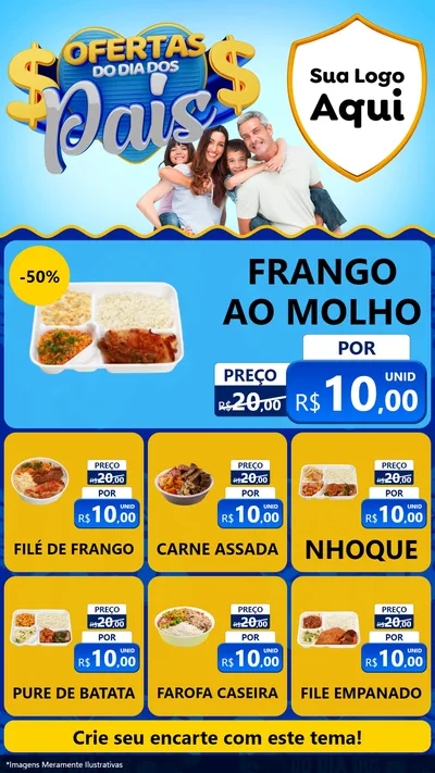 Modelo de Rede Social para Stories com o tema Ofertas do Dia dos Pais para Restaurante