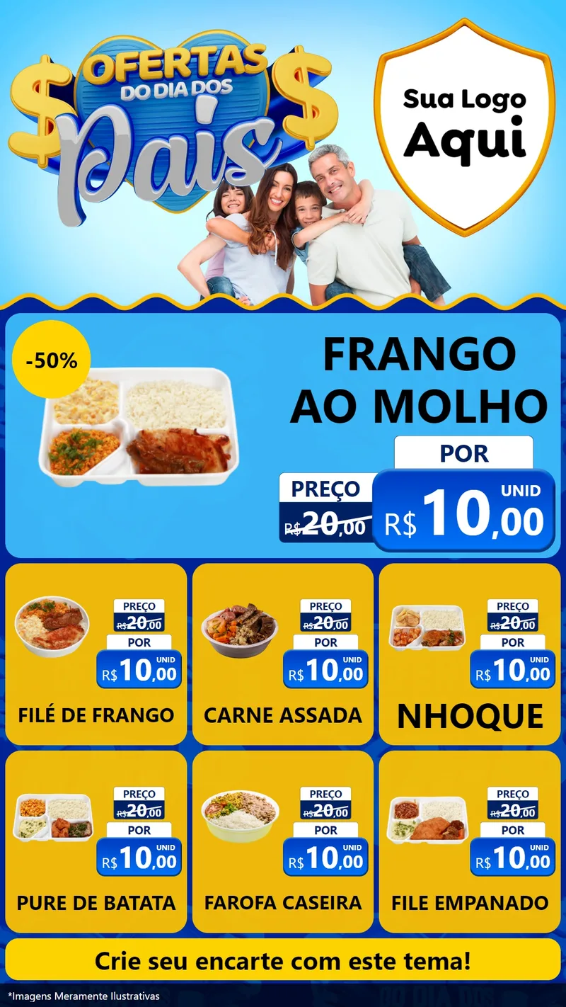 Modelo de Rede Social para Stories com o tema Ofertas do Dia dos Pais para Restaurante