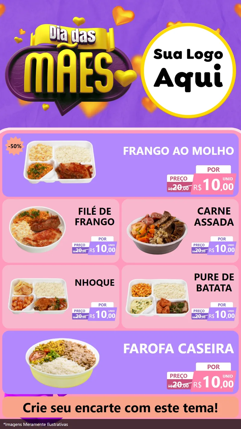 Modelo de TV para TV Vertical com o tema Dia das Mães para Restaurante