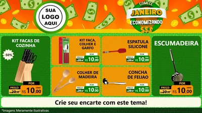 Modelo de TV para TV Horizontal com o tema Comece Janeiro Economizando para Utilidades Domésticas