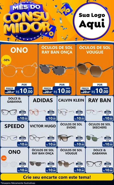 Modelo de Encarte para Encarte Grande com o tema Mês do Consumidor para Óticas