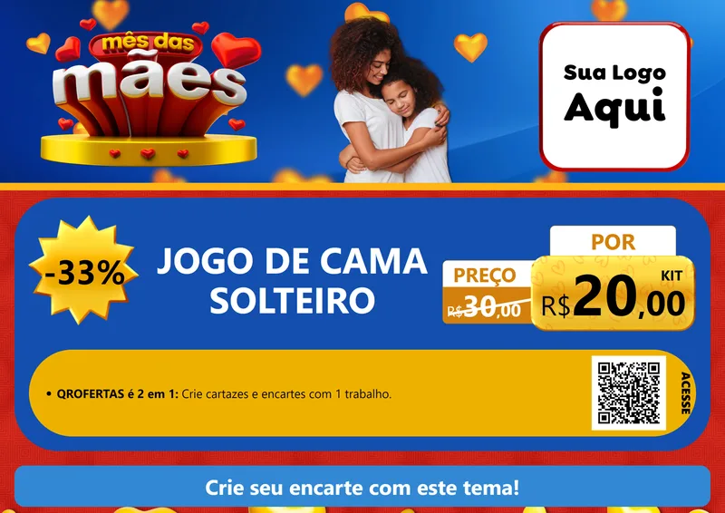 Modelo de Cartaz para Cartaz A4 Horizontal com o tema Mês das Mães para Cama, Mesa e Banho