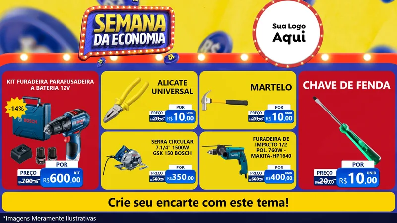 Modelo de TV para TV Horizontal com o tema Semana da Economia para Maquinas e Ferramentas