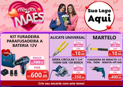 Modelo de Encarte para Encarte A4 Horizontal com o tema Mês Das Mães para Maquinas e Ferramentas