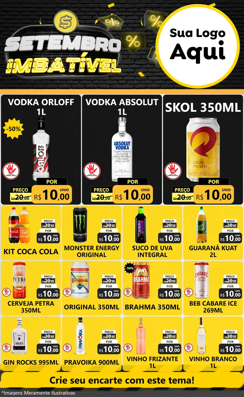 Modelo de Encarte para Encarte Grande com o tema Setembro Imbatível para Distribuidora de bebidas