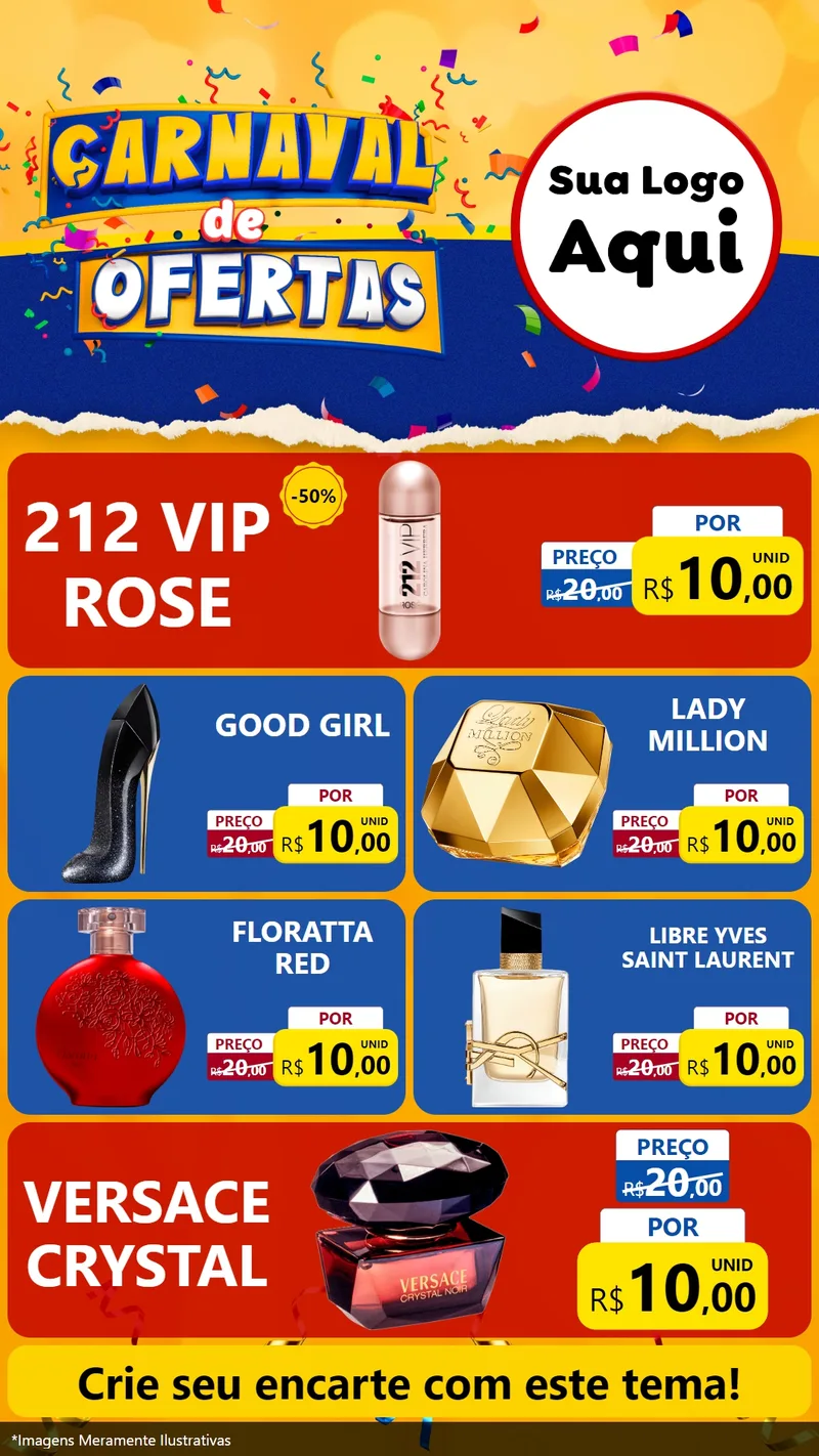 Modelo de TV para TV Vertical com o tema Carnaval de Ofertas para Perfumes