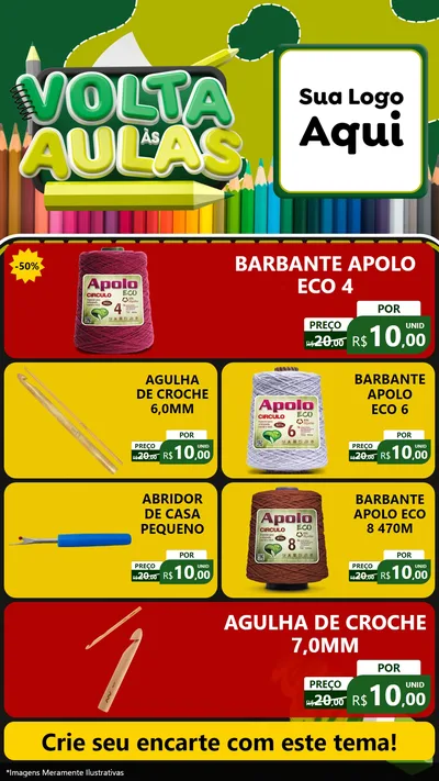 Modelo de TV para TV Vertical com o tema Volta às Aulas para Armarinho e Aviamentos