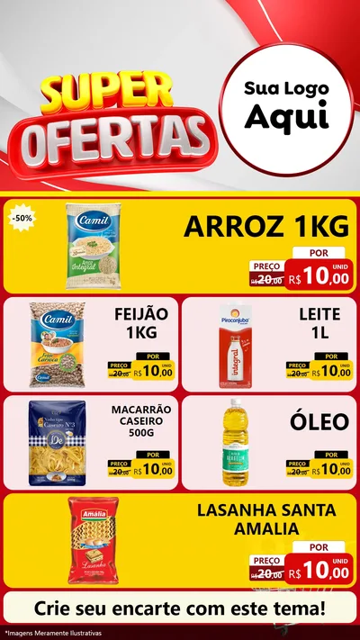 Modelo de TV para TV Vertical com o tema Super Ofertas para Supermercado