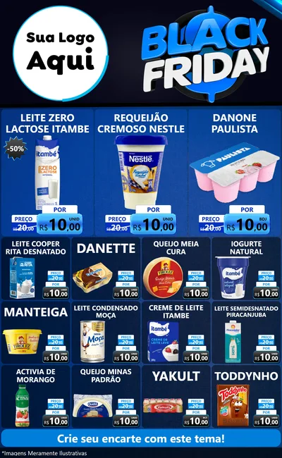Modelo de Encarte para Encarte Grande com o tema Black Friday para Frios e Laticínios