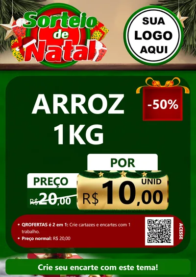 Modelo de Cartaz para Cartaz A4 Vertical com o tema Sorteio de Natal para Supermercado