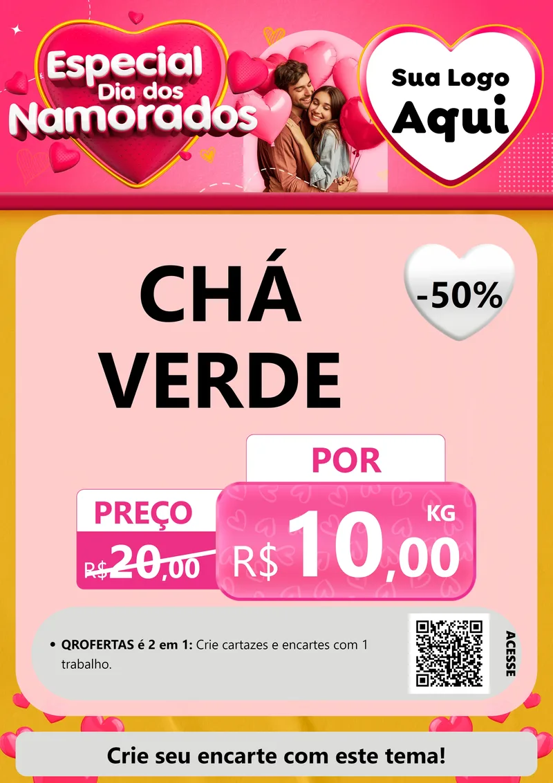 Modelo de Cartaz para Cartaz A4 Vertical com o tema Especial Dia dos Namorados para Produtos Naturais