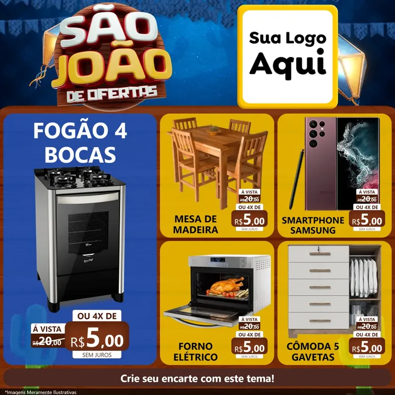 Modelo de Rede Social para Feed Facebook com o tema São João Ofertas Imbatíveis! - Junina para Móveis e Eletro