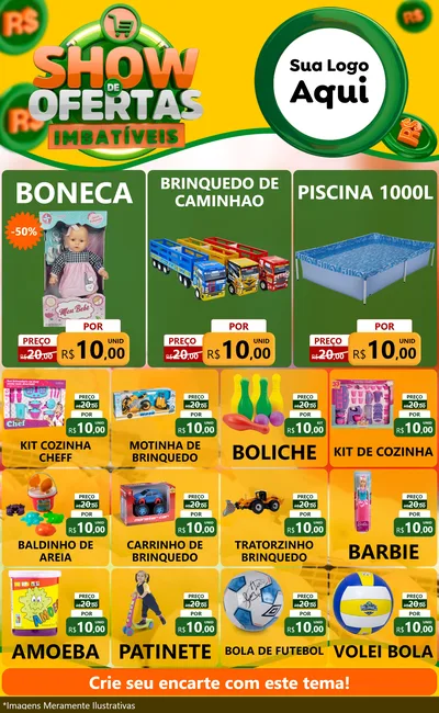 Modelo de Encarte para Encarte Grande com o tema Show de Ofertas Imbatíveis para Brinquedos