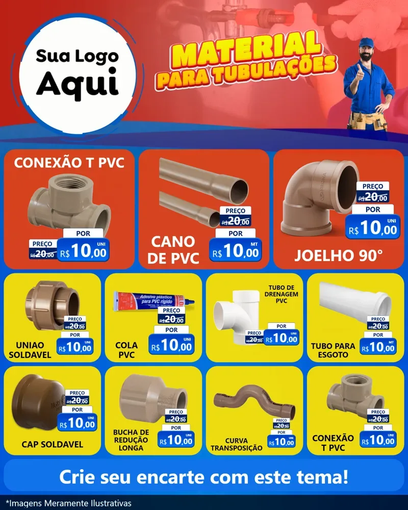 Modelo de Rede Social para Feed Instagram com o tema Material Para Tubulações (Tubos e Conexões) para Tubos e conexões