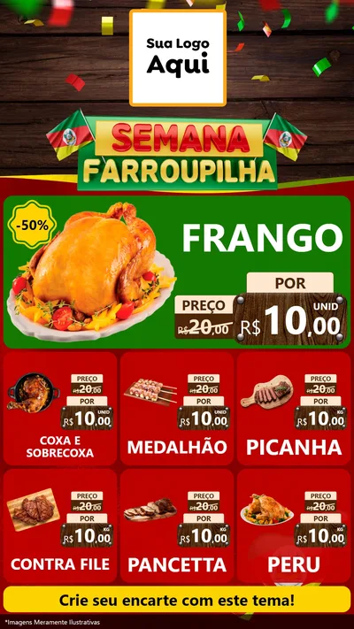 Modelo de Rede Social para Stories com o tema Semana Farroupilha para Assados
