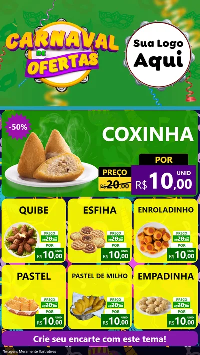 Modelo de Rede Social para Stories com o tema Carnaval de Ofertas para Salgadaria