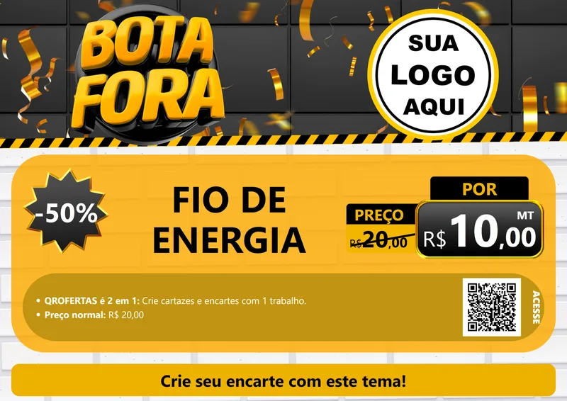 Modelo de Cartaz para Cartaz A4 Horizontal com o tema Bota Fora para Materiais Elétricos