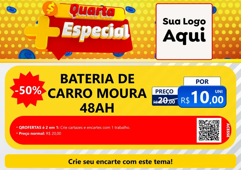 Modelo de Cartaz para Cartaz A4 Horizontal com o tema Quarta Mais Especial para Baterias Elétricas