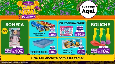 Modelo de TV para TV Horizontal com o tema Carnaval de Ofertas para Brinquedos