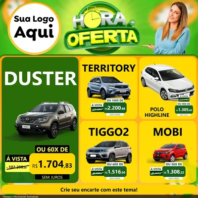 Modelo de Rede Social para Feed Facebook com o tema Hora da Oferta para Concessionaria de Carros