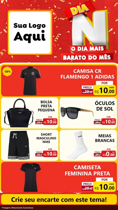 Modelo de TV para TV Vertical com o tema Dia N o Dia Mais Barato do Mês para Roupas e acessórios
