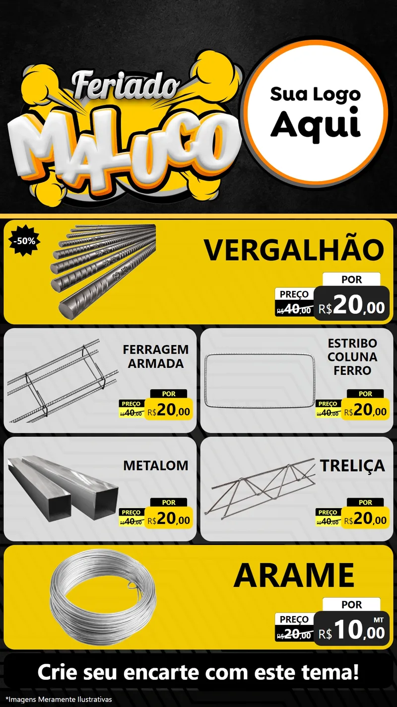 Modelo de TV para TV Vertical com o tema Feriado Maluco para Ferragens